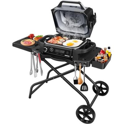 Gftime - Grillständer für Ninja Woodfire Grill, Grillwagen, zusammenklappbarer Outdoor-Grillständer