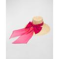 Mirabel Straw Wide-brim Hat With Organza Bow