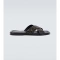 Greca Leather Slides