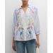 Emika Striped Floral-embroidered Silk Shirt
