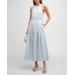 Wrenley Linen High-neck Drop-waist Maxi Dress