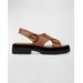 Helena Leather Crisscross Slingback Sandals