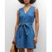 Reina Sleeveless Belted Denim Mini Dress