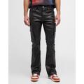 Coated Cargo Flare Jeans