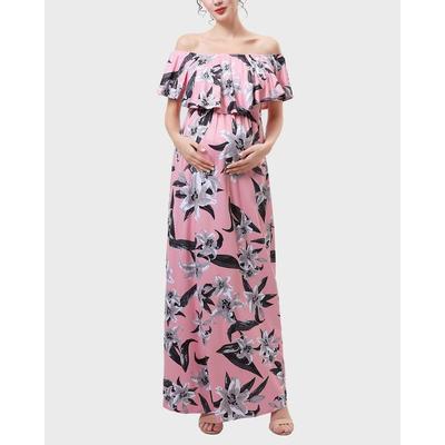 Maternity Clara Floral Off-Shoulder Maxi Dress