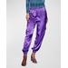 Electric Purple Silk Cargo Joggers