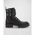 Double-buckle Monk Leather Combat Boots