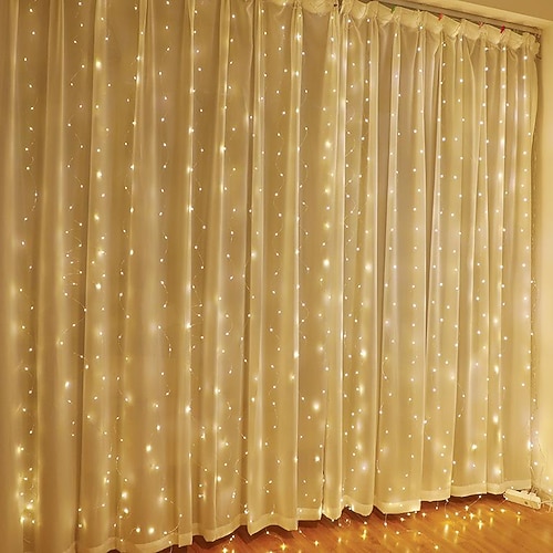 LED Vorhang Licht Kupferdraht mit 8 Beleuchtungsmodi Fernbedienung USB betrieben für Feiertagszimmer Fenster Vorhang Dekoration Image