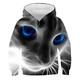 Sweat à capuche et Sweat Fille Enfants manche longue Chat 3D effet Graphic Animal Chat 3D Imprimer Bleu Enfants Hauts Actif