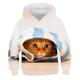 Sweat à capuche et Sweat Fille Enfants manche longue Chat 3D effet Graphic Animal Chat 3D Imprimer Bleu Enfants Hauts Actif