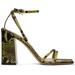 Green & Black Snakeskin Heeled Sandals