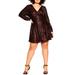 Party Glow Long Sleeve Sequin Faux Wrap Dress