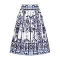 Poplin Midi Skirt With Majolica Print