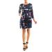 Patterned 3/4 Sleeve Trapeze Dress