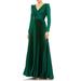 Long Sleeve Pleated Chiffon A-line Gown