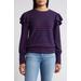 Caslon(r) Stripe Ruffle Shoulder Sweatshirt Top