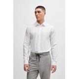 Extra-slim-fit Cotton Shirt With Jacquard-woven Pattern