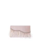 Kaidy Feather Trim Satin Clutch