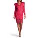 Floral Embroidered Long Sleeve V-neck Sheath Dress