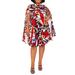 Butterfly Print Pleated Cape Minidress