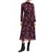 Paisley Print Long Sleeve Chiffon Midi Dress