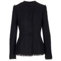 Peplum Frayed-edge Tweed Jacket