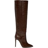 Brown Croc Stiletto Boots