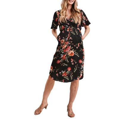 Floral Drawstring Maternity Dress