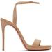 Beige Leather Loubi Queen 120 Heels