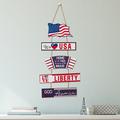 Independence Day Decorations: Wooden Hanging Ornaments with American Flag, USA Letters in Red, Blue,For Memorial Day/The Fourth of July