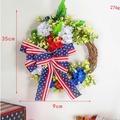 40CM American National Day Wreath - Independence Day Bow Vine Door Hanger, Perfect for Window Display Decor For Memorial Day/The Fourth of July