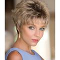 Wig Natural Wave Asymmetrical With Bangs Wig Short Golden Blonde Synthetic Hair Women's Classic Blonde Short Blonde Pixie Cut Wig