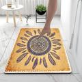 Spike Retro Flowers Bathroom Deco Diatomaceous Earth Bath Mat Soft Mat Rubber Anti-Slip Fast Dry Super Absorbent Thin Bathroom Mat for Under Door - Bathroom Floor Mat Rug Bathtub Front Shower Mat Sink