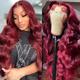 99J Human Hair 134 Lace Front Wig Burgundy Body Wave Lace Frontal Wig For Black Women 150% Density Dark Wine Red Lace Closure Wigs