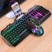 Wired Gaming Keyboard LED Rainbow Backlit Gaming Keyboard RGB Gaming Ergonomic Wrist Rest 104 Keys for Windows & Mac PC Gamers Programmablerainbow light Keyboard+mouse