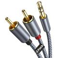 RCA to 3.5mm Cable 2-Pack 6FT Aux to RCA Cable Male to Male Adapter Hi-Fi Sound Nylon-Braided Auxiliary Audio Cord for Car/Home Stereo Speaker Smartphone Tablet MP3 Player & More (Grey)