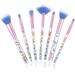 7 Pack Stylish Glitter Cosmetics Brushes Kit - Professional Blending Brush with Crystal Sequins Handle for Eye Shadow Eyeliner Foundation Powder Concealer Blush Lip (Blue)