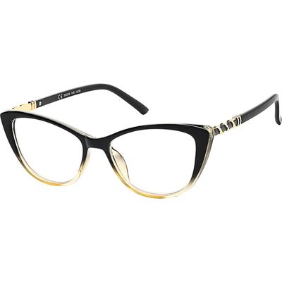 Zenni Women's Reading Prescription Glasses Cat-Eye Black Plastic Full Rim Frame