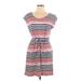 Boden Casual Dress - Mini Scoop Neck Short sleeves: Pink Stripes Dresses - Women's Size Large