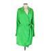 H&M Casual Dress - Shift V Neck Long sleeves: Green Print Dresses - New - Women's Size Large