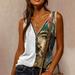 WQJNWEQ Womens Tank Top Clearance Ladies V Neck Zipper Casual Printing T-Shirt Sleeveless Blouse Vest