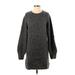 Blu Pepper Casual Dress - Sweater Dress Crew Neck Long sleeves: Gray Dresses - New - Women's Size Small