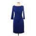 DKNY Casual Dress - Sheath: Blue Print Dresses - Women's Size 10