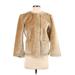 Ann Taylor LOFT Faux Fur Jacket: Short Tan Print Jackets & Outerwear - Women's Size Small