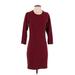 Amour Vert Casual Dress - Sheath: Burgundy Solid Dresses - Women's Size Small