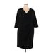 Tahari by ASL Casual Dress - Sheath V-Neck 3/4 sleeves: Black Print Dresses - Women's Size 20
