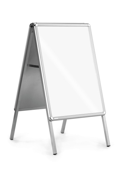 Magnetoplan Plakatständer Kundenstopper SP - DIN A2 - 46,5cmx64,2cm - wetterfest mit integriertem Wasserablauf -Silber Image