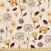 Ambesonne Floral Fabric by the Yard Meadow Flowers Spring Garden 1 Yard Champagne Maroon Orange