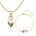 Romantic Flower Tulip Fashion Necklace Bracelet Set D8R0