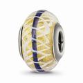Fancy Bead White Sterling Silver Glass 14.12 mm 9.13 Reflections Gold Blue White Italian Bead